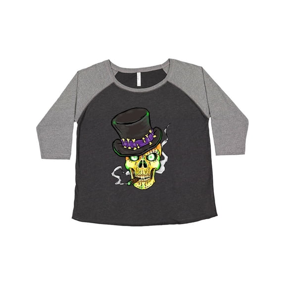 Inktastic Mardi Gras Skull with Cigar Women's Plus Size T-Shirt
