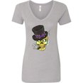 thumbnail image 1 of Inktastic Mardi Gras Skull with Cigar Women's V-Neck T-Shirt, 1 of 5