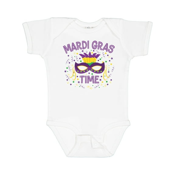 Inktastic Mardi Gras Time Party Mask Boys or Girls Baby Bodysuit