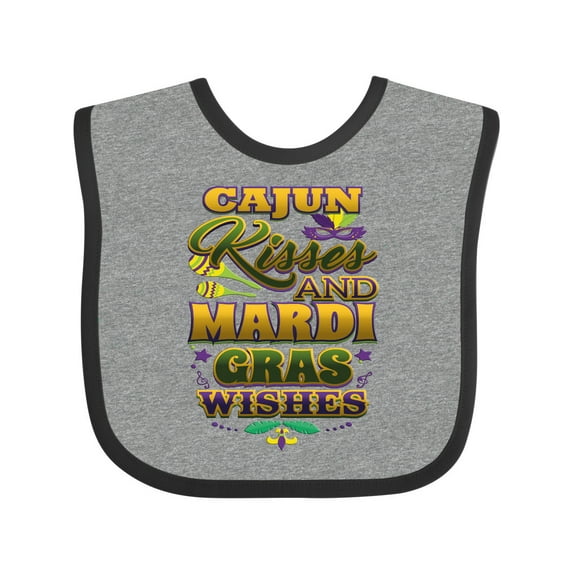 Inktastic Mardi Gras Wishes Cajun Kisses Boys or Girls Baby Bib