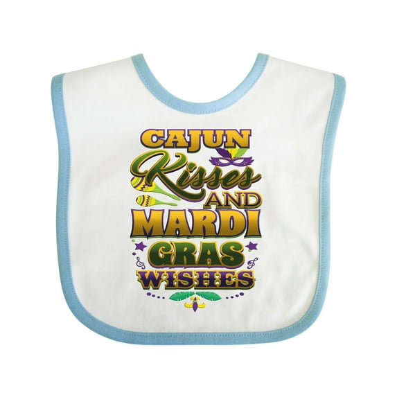 Inktastic Mardi Gras Wishes Cajun Kisses Boys or Girls Baby Bib