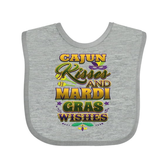 Inktastic Mardi Gras Wishes Cajun Kisses Boys or Girls Baby Bib