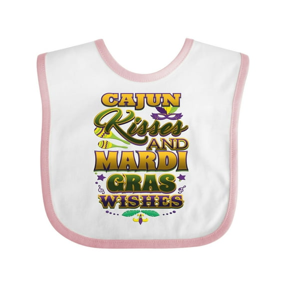 Inktastic Mardi Gras Wishes Cajun Kisses Boys or Girls Baby Bib