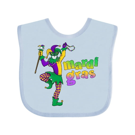 Inktastic Mardi Gras jester celebration Boys or Girls Baby Bib
