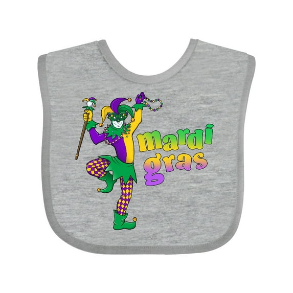 Inktastic Mardi Gras jester celebration Boys or Girls Baby Bib