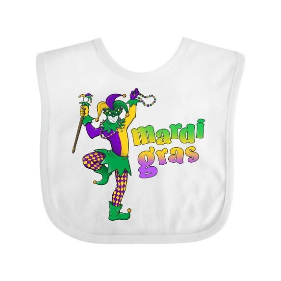Inktastic Mardi Gras jester celebration Boys or Girls Baby Bib