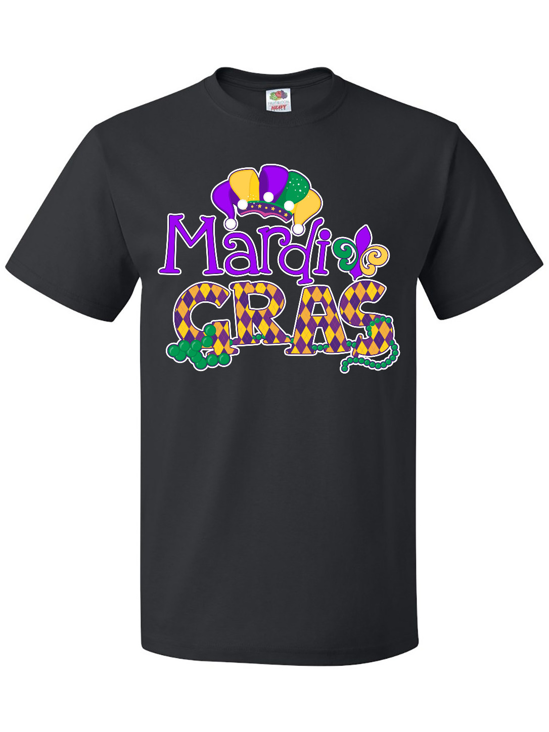 Inktastic Mardi Gras with Clown Hat and Beads T-Shirt - image 1 of 4