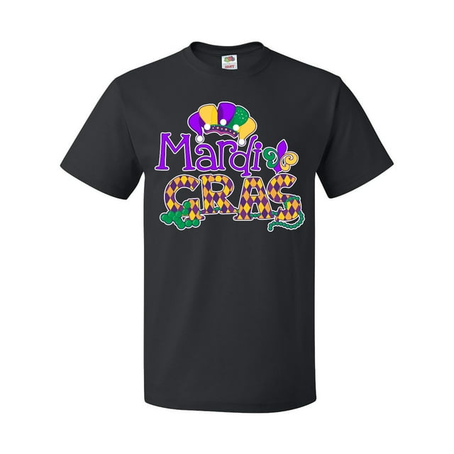 Inktastic Mardi Gras with Clown Hat and Beads T-Shirt