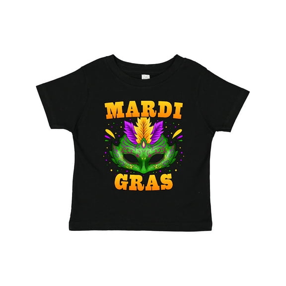 Inktastic Mardi Gras with Green Masquerade Mask Boys or Girls Toddler T-Shirt