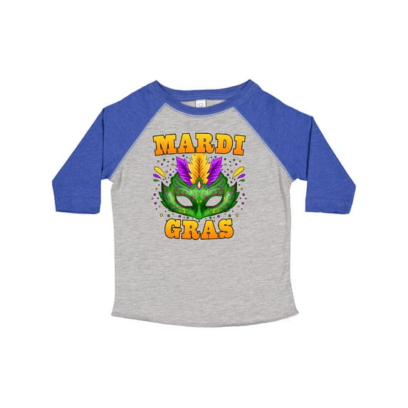 Inktastic Mardi Gras with Green Masquerade Mask Boys or Girls Toddler T-Shirt