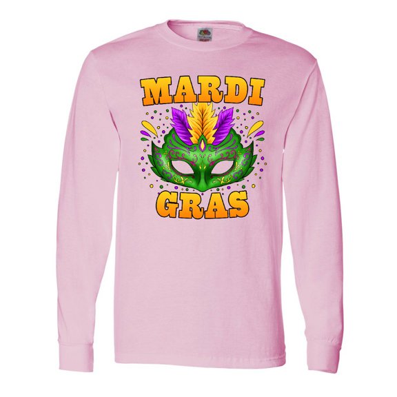 Inktastic Mardi Gras with Green Masquerade Mask Long Sleeve T-Shirt