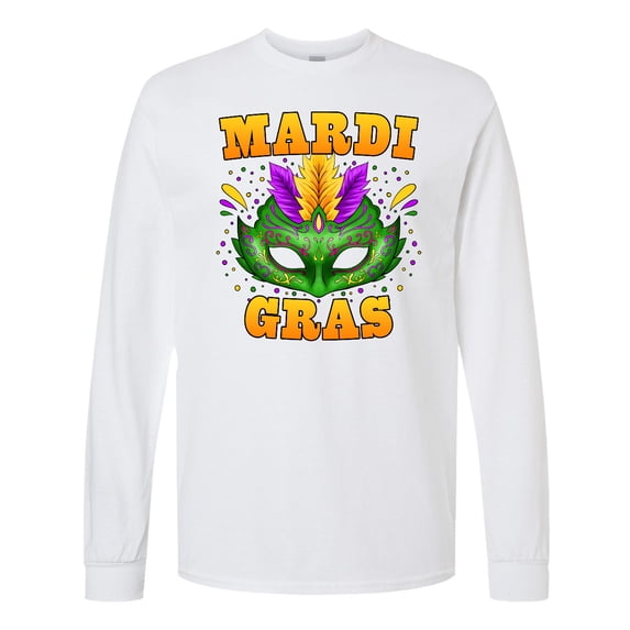 Inktastic Mardi Gras with Green Masquerade Mask Long Sleeve T-Shirt