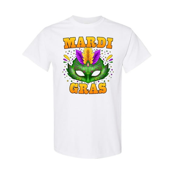 Inktastic Mardi Gras with Green Masquerade Mask T-Shirt