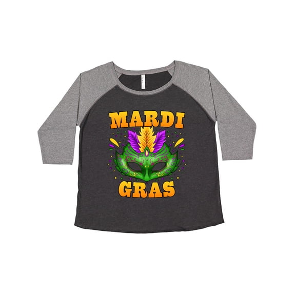 Inktastic Mardi Gras with Green Masquerade Mask Women's Plus Size T-Shirt