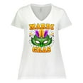 thumbnail image 1 of Inktastic Mardi Gras with Green Masquerade Mask Women's Plus Size V-Neck T-Shirt, 1 of 5