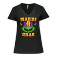thumbnail image 1 of Inktastic Mardi Gras with Green Masquerade Mask Women's Plus Size V-Neck T-Shirt, 1 of 5