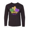 thumbnail image 1 of Inktastic Mardi Gras with Hearts and Patterns Long Sleeve Youth T-Shirt, 1 of 5