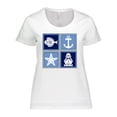 thumbnail image 1 of Inktastic Maritime Ship Fish Anchor Starfish Stamp Women's Plus Size T-Shirt, 1 of 5