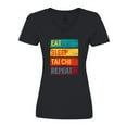 thumbnail image 1 of Inktastic Martial Arts Eat Sleep Tai Chi Repeat Women's V-Neck T-Shirt, 1 of 5