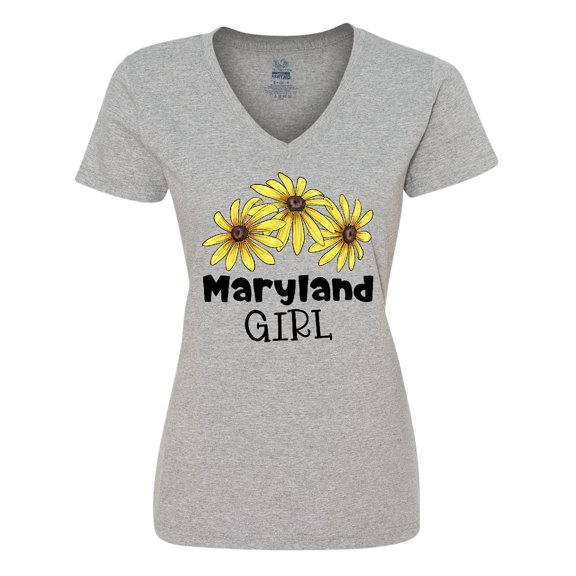 Inktastic Maryland Girl Black Eyed Susans Flowers Women's V-Neck T-Shirt