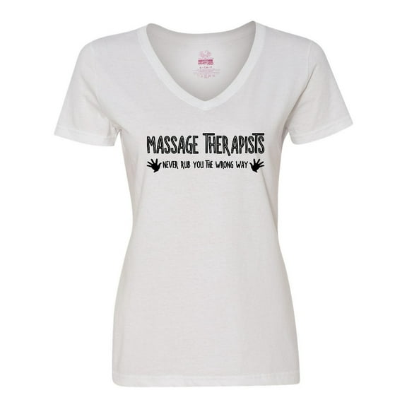 Inktastic Massage Therapists Hands Rub Women's V-Neck T-Shirt