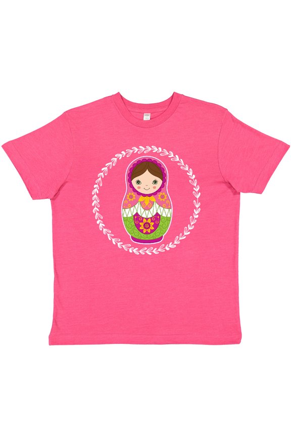 Matryoshka Russian Cute Pink Nesting Doll Youth T-Shirt