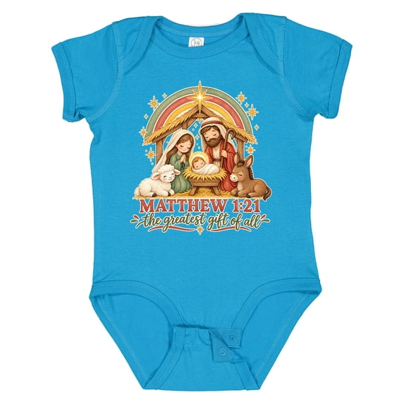 Inktastic Matthew 1:21 Nativity Scene the Greatest of All Boys or Girls Baby Bodysuit