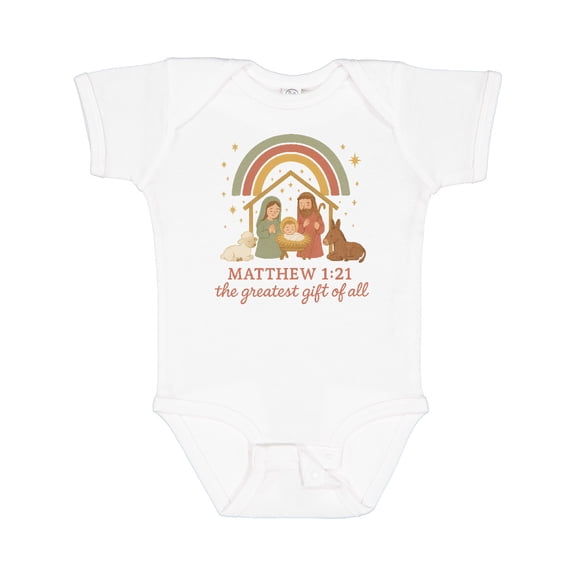Inktastic Matthew 1:21 Nativity Scene the Greatest of All Boys or Girls Baby Bodysuit