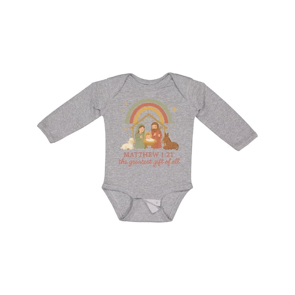 Inktastic Matthew 1:21 Nativity Scene the Greatest of All Boys or Girls Long Sleeve Baby Bodysuit