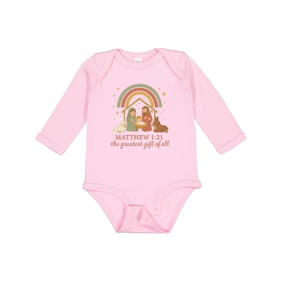 Inktastic Matthew 1:21 Nativity Scene the Greatest of All Boys or Girls Long Sleeve Baby Bodysuit