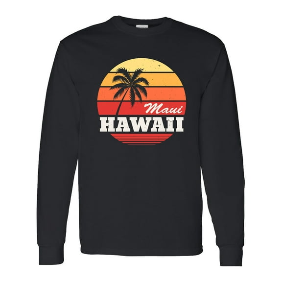 Inktastic Maui Hawaii Retro Sunset Long Sleeve T-Shirt
