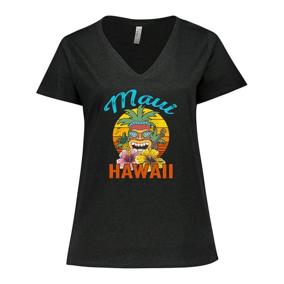 Inktastic Maui Hawaii Vacation Tiki Women's Plus Size V-Neck T-Shirt