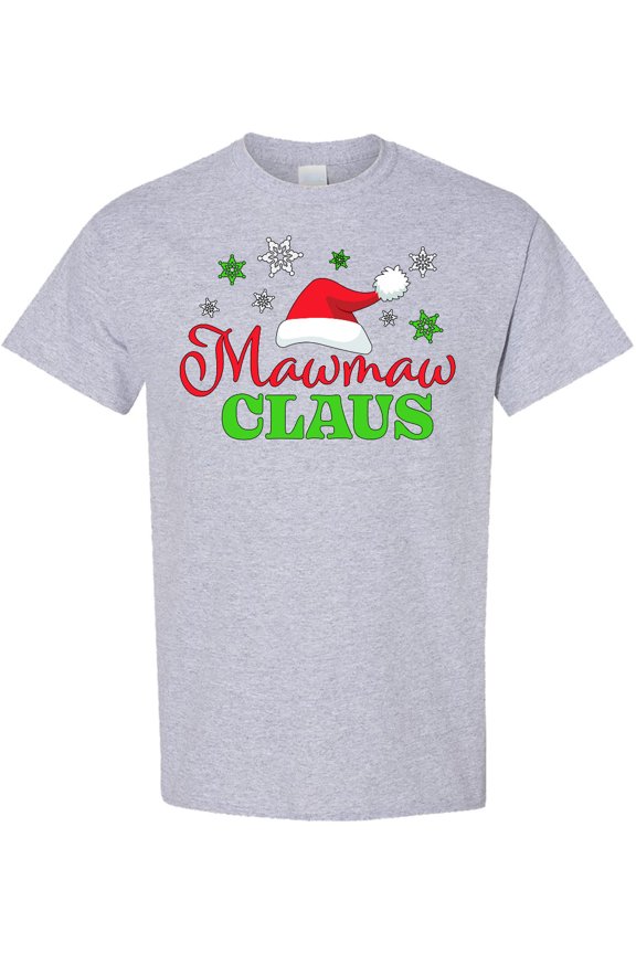 Mawmaw Claus with Christmas Santa Hat and Snowflakes T-Shirt