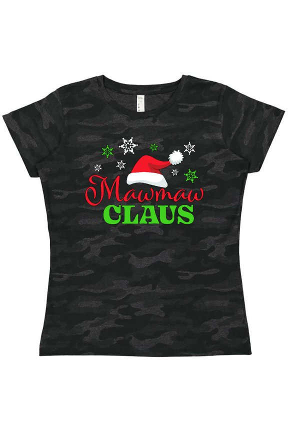 Mawmaw Claus with Christmas Santa Hat and Snowflakes Women's T-Shirt