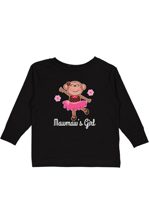 Mawmaw Girl Ballerina Monkey Girls Long Sleeve Toddler T-Shirt