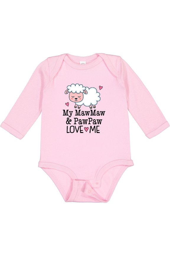 Mawmaw and Pawpaw Love Me Grandchild Girls Long Sleeve Baby Bodysuit