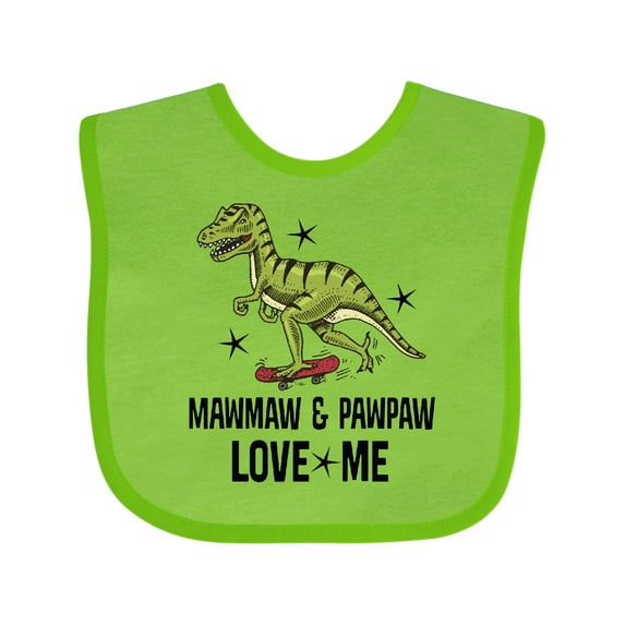 Inktastic Mawmaw and Pawpaw Love Me Grandson Dinosaur Boys Baby Bib
