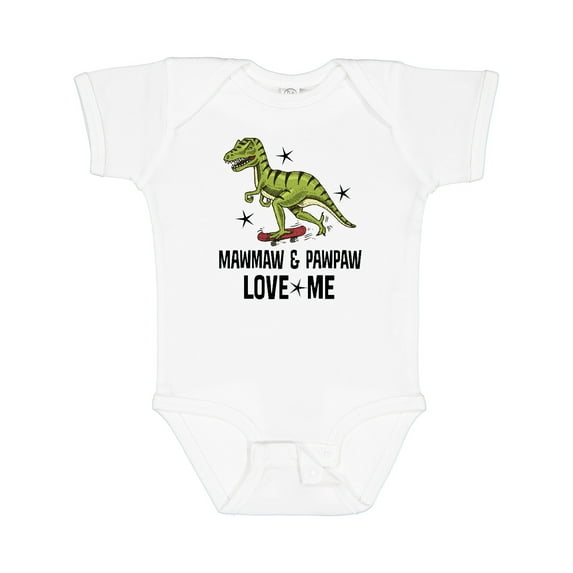 Inktastic Mawmaw and Pawpaw Love Me Grandson Dinosaur Boys Baby Bodysuit