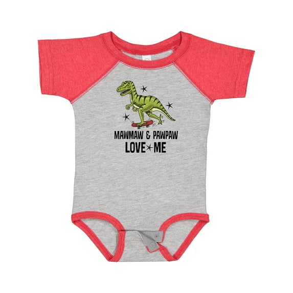 Inktastic Mawmaw and Pawpaw Love Me Grandson Dinosaur Boys Baby Bodysuit