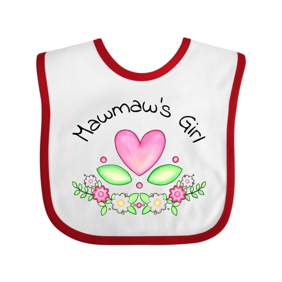 Inktastic Mawmaw's Girl Heart Flowers Girls Baby Bib