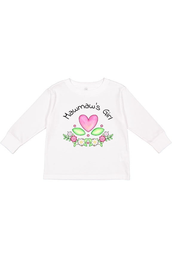 Mawmaw's Girl- heart flowers Girls Long Sleeve Toddler T-Shirt