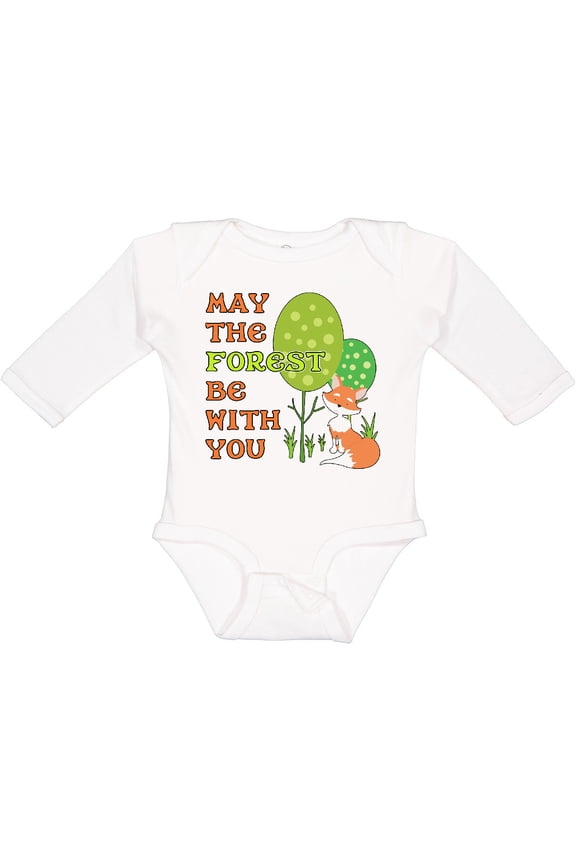 May the Forest Be with You Cute Fox Boys or Girls Long Sleeve Baby Bodysuit