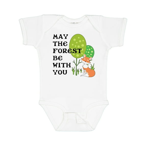 Inktastic May the Forest Be with You Cute Fox and Trees Boys or Girls Baby Bodysuit