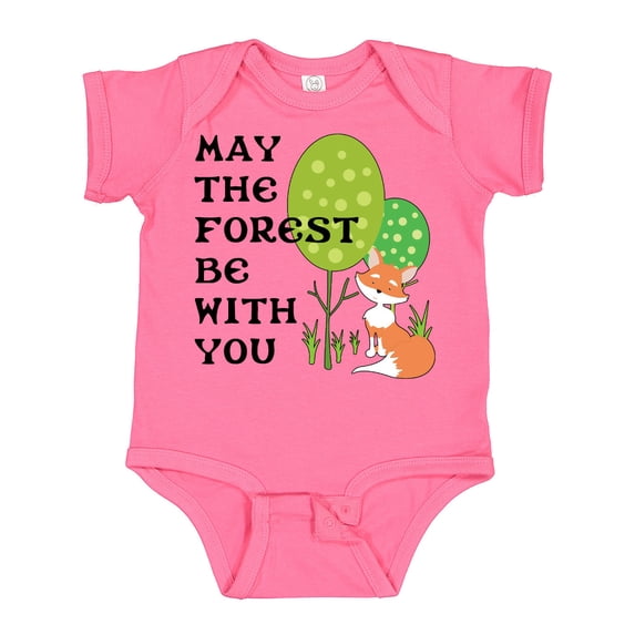Inktastic May the Forest Be with You Cute Fox and Trees Boys or Girls Baby Bodysuit