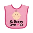 thumbnail image 1 of Inktastic Me Memere Loves Me Grandchild Girls Baby Bib, 1 of 4