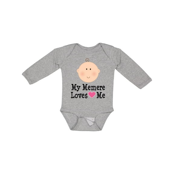 Inktastic Me Memere Loves Me Grandchild Girls Long Sleeve Baby Bodysuit