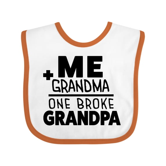 Inktastic Me Plus Grandma Equals One Broke Grandpa Boys or Girls Baby Bib