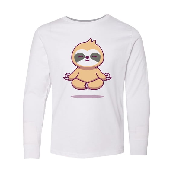 Inktastic Meditating Sloth Long Sleeve Youth T-Shirt