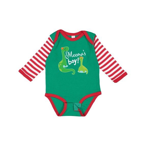 Inktastic Meema Boy Grandson Dinosaur Boys Long Sleeve Baby Bodysuit