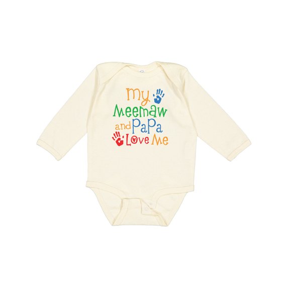Inktastic Meemaw and Papa Love Me Boys or Girls Long Sleeve Baby Bodysuit